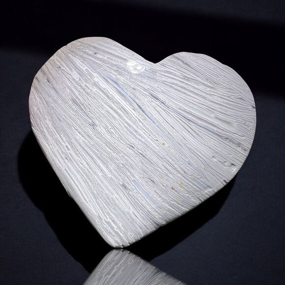 Other - Mexican White Lace Agate Druzy Heart‎ Carving